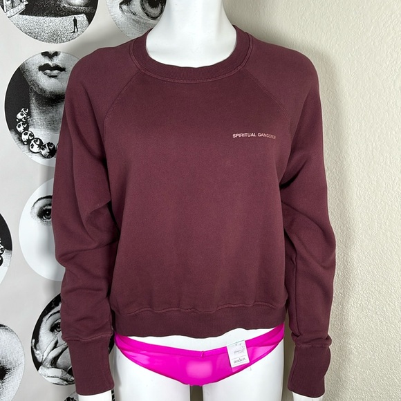 Spiritual Gangster Maroon Be The Light Bridget Pullover Sweatshirt, Sz S - Picture 2 of 15